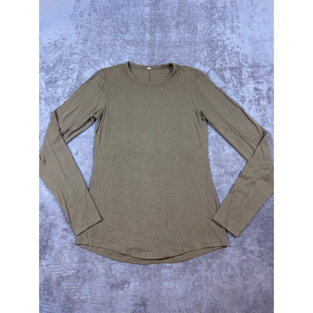 Lululemon Ribbed Long Sleeve Crew Neck Top Olive Brown Earth Tone Small